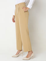 Women's Beige High Rise Pants