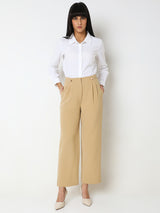 Women's Beige High Rise Pants