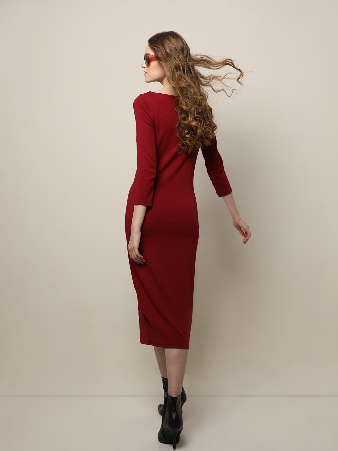 Women's Red Sheath Midi Dress