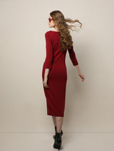 Women's Red Sheath Midi Dress