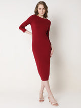 Women's Red Sheath Midi Dress