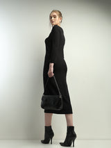 Women's Black Sheath Midi Dress