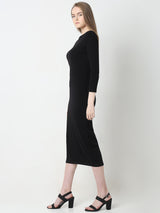 Women's Black Sheath Midi Dress