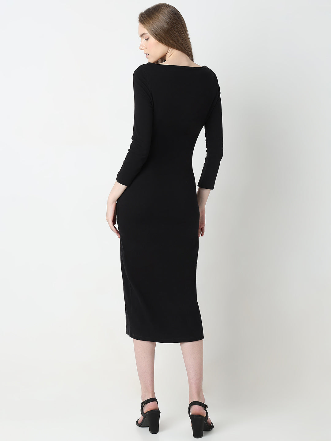 Women's Black Sheath Midi Dress