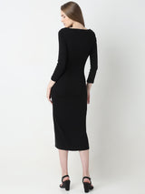 Women's Black Sheath Midi Dress