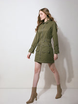 Women's Green Stitch Detail Mini Dress