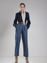 Women's Blue High Rise Tencel Pants