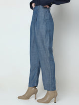 Women's Blue High Rise Tencel Pants