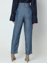 Women's Blue High Rise Tencel Pants