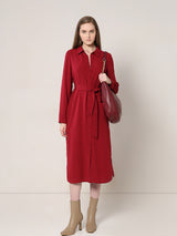 Women's Red Midi Shirt Dress