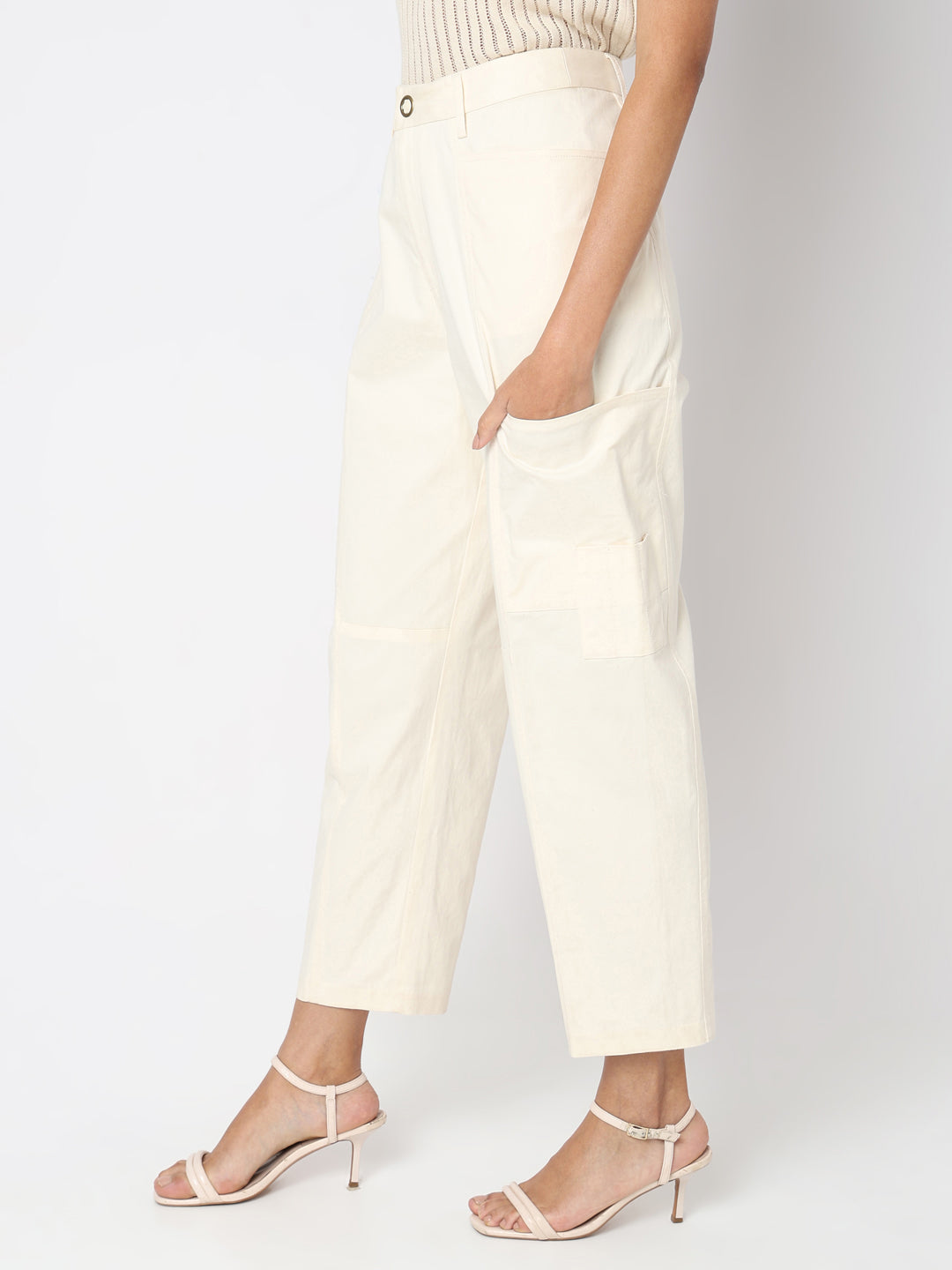 Women's White High Rise Pants