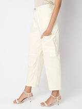 Women's White High Rise Pants