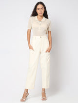 Women's White High Rise Pants