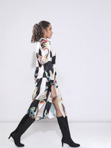 Women's White Printed Shirt Dress