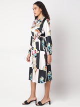 Women's White Printed Shirt Dress