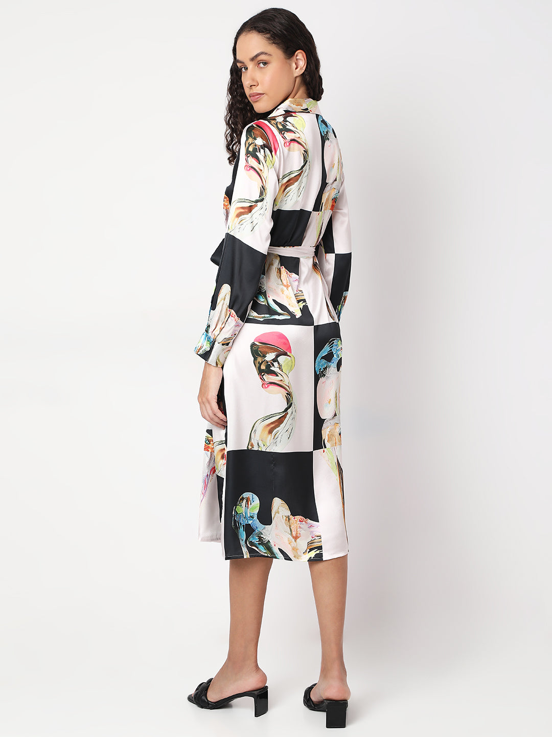 Women's White Printed Shirt Dress