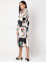 Women's White Printed Shirt Dress