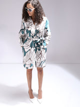 Women's White Printed Shirt Dress
