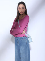Women's Pink Ribbed Knitted Top