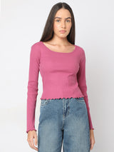 Women's Pink Ribbed Knitted Top