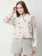 Women's White Floral Printed Shirt