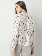 Women's White Floral Printed Shirt