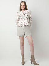 Women's White Floral Printed Shirt