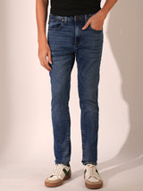 Men's Blue Casual Slim Fit Solid Jeans