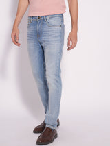 Men's Blue Casual Slim Fit Solid Mid Rise Jeans