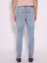 Men's Blue Casual Slim Fit Solid Mid Rise Jeans