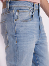 Men's Blue Casual Slim Fit Solid Mid Rise Jeans