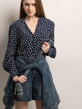 Women's Blue Polka Dot Shirt