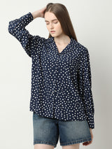 Women's Blue Polka Dot Shirt