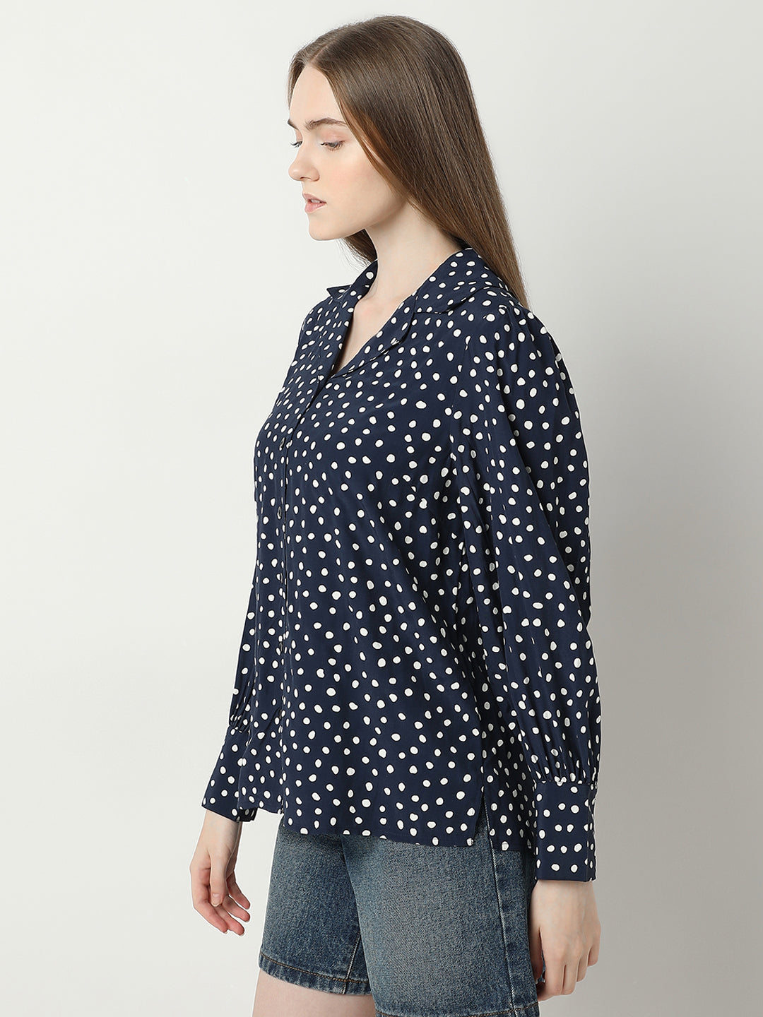 Women's Blue Polka Dot Shirt