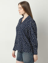 Women's Blue Polka Dot Shirt