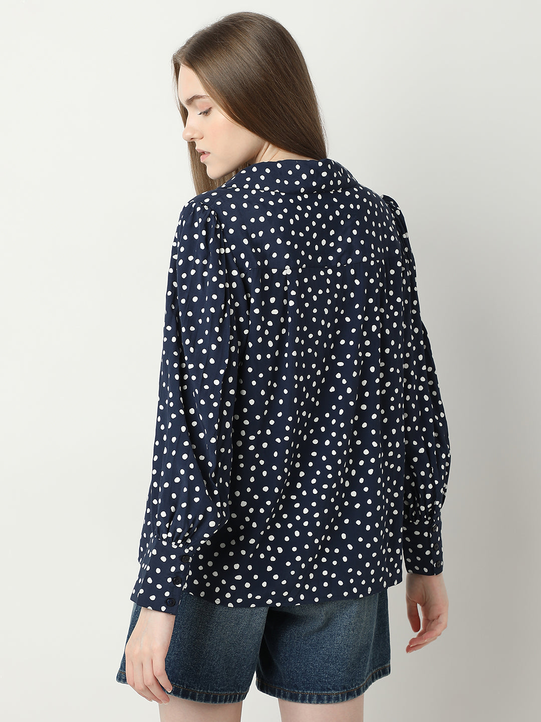 Women's Blue Polka Dot Shirt