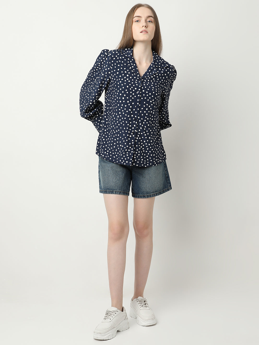 Women's Blue Polka Dot Shirt