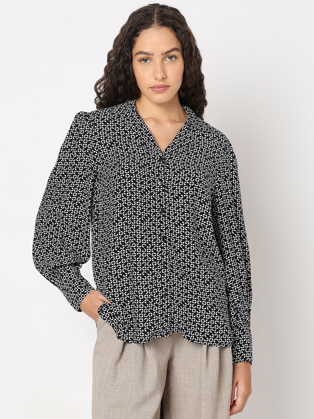 Women's Black Printed Shirt