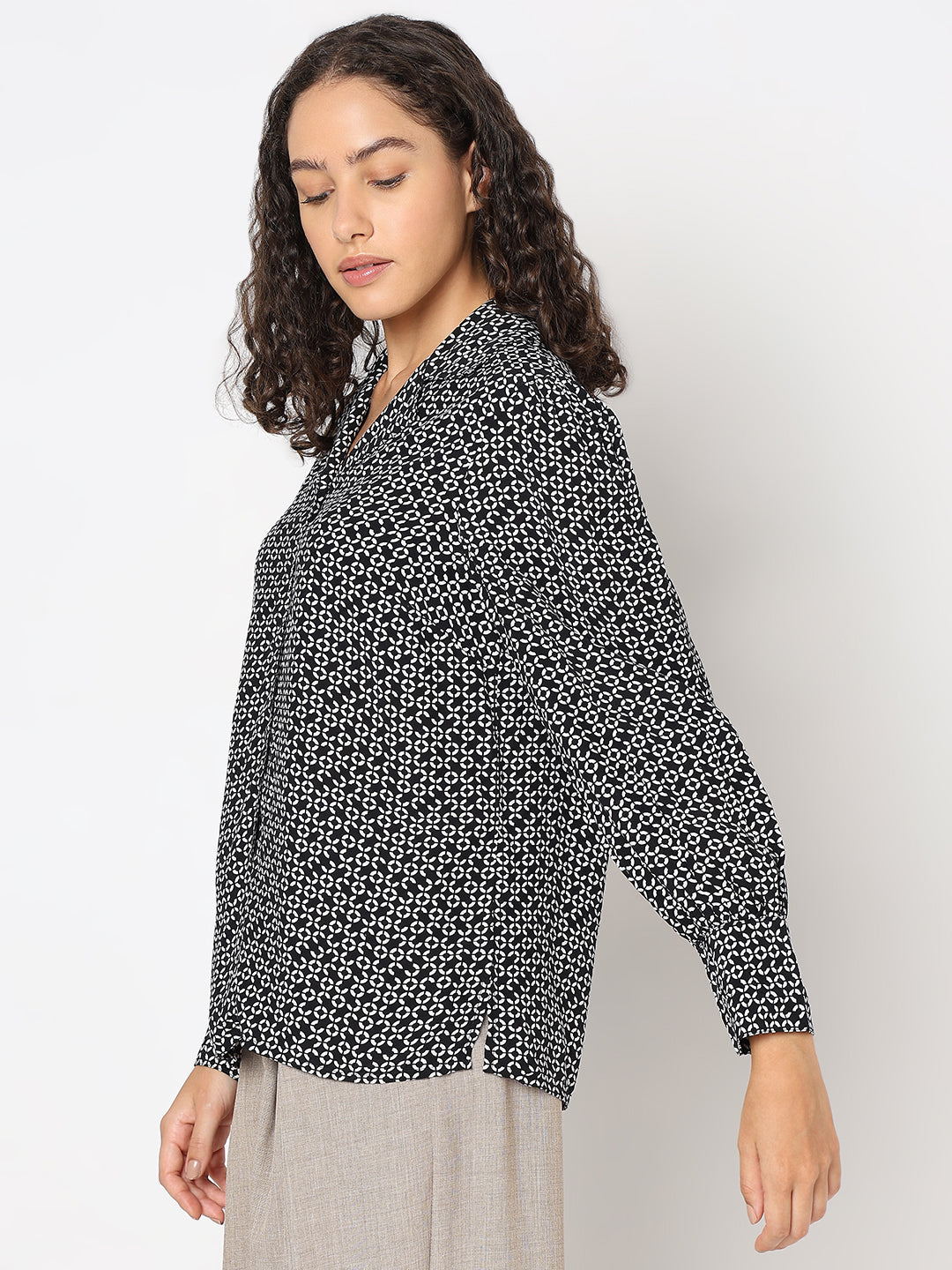 Women's Black Printed Shirt