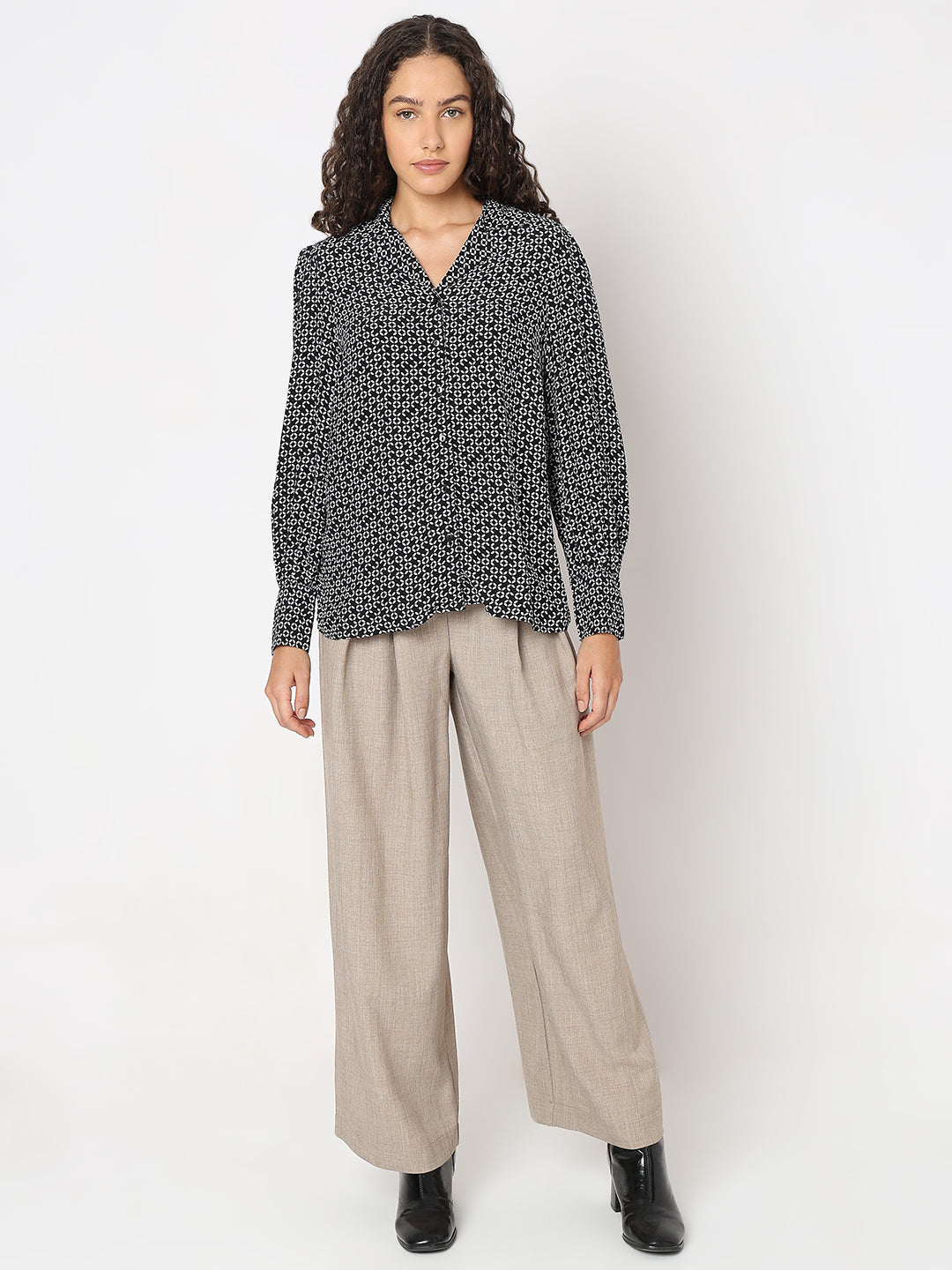 Women's Black Printed Shirt