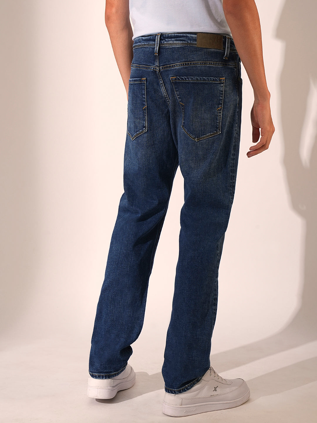 Men's Blue Casual Regular Fit Solid Jeans