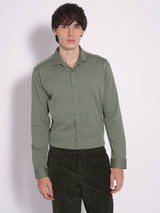 Men's Green Casual Slim Fit Solid Full Sleeves Shirt