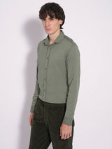 Men's Green Casual Slim Fit Solid Full Sleeves Shirt