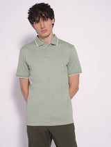 Men's Green Casual Solid Half Sleeves Polo Tshirt