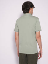 Men's Green Casual Solid Half Sleeves Polo Tshirt