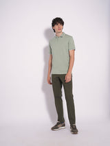 Men's Green Casual Solid Half Sleeves Polo Tshirt