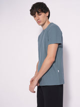 Men's Blue Casual Solid Half Sleeves Tshirt