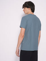 Men's Blue Casual Solid Half Sleeves Tshirt