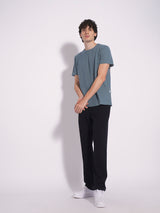 Men's Blue Casual Solid Half Sleeves Tshirt