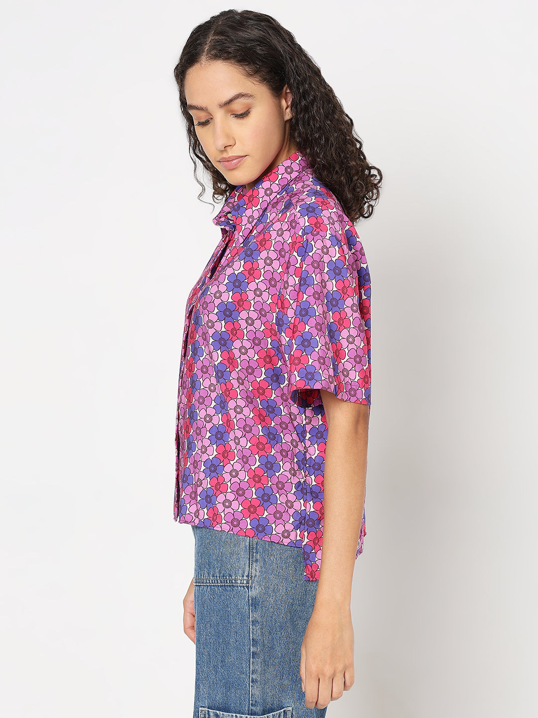 Women's Purple Floral Printed Shirt